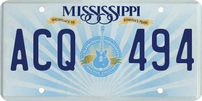 MS license plate ACQ494