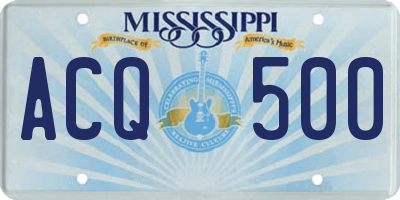 MS license plate ACQ500