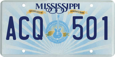 MS license plate ACQ501