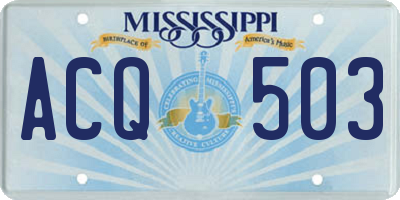 MS license plate ACQ503
