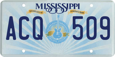 MS license plate ACQ509