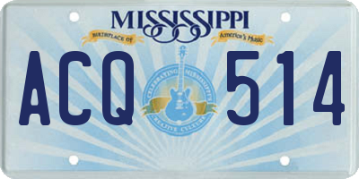 MS license plate ACQ514