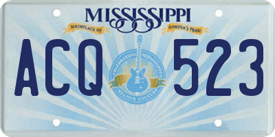 MS license plate ACQ523