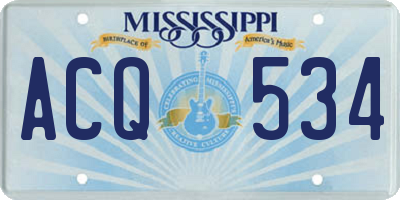 MS license plate ACQ534