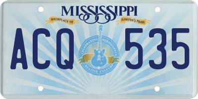 MS license plate ACQ535