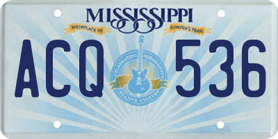 MS license plate ACQ536