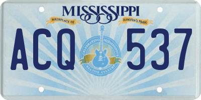 MS license plate ACQ537
