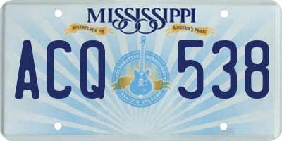 MS license plate ACQ538
