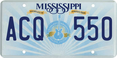 MS license plate ACQ550