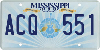 MS license plate ACQ551