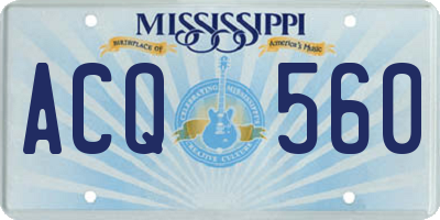 MS license plate ACQ560