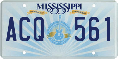 MS license plate ACQ561