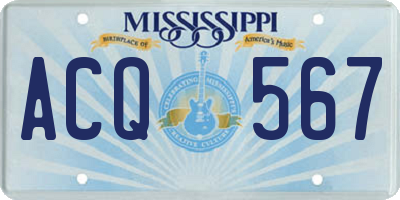 MS license plate ACQ567