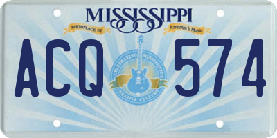 MS license plate ACQ574
