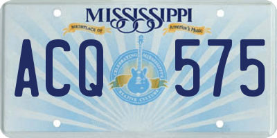 MS license plate ACQ575