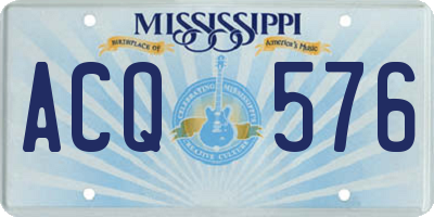 MS license plate ACQ576