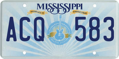 MS license plate ACQ583