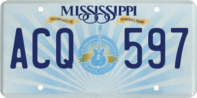 MS license plate ACQ597