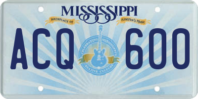 MS license plate ACQ600