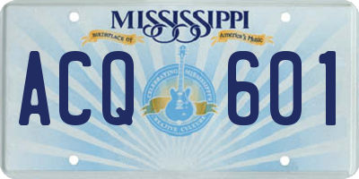 MS license plate ACQ601