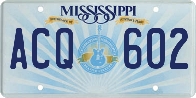 MS license plate ACQ602
