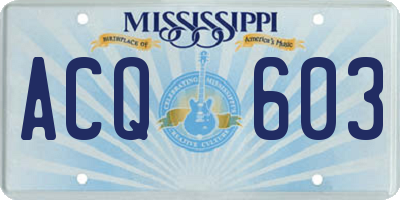 MS license plate ACQ603