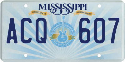 MS license plate ACQ607