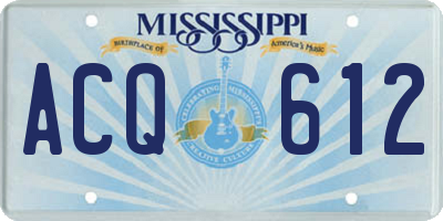 MS license plate ACQ612