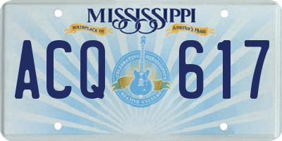 MS license plate ACQ617
