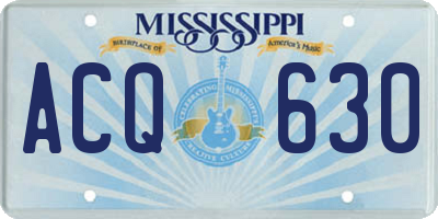 MS license plate ACQ630