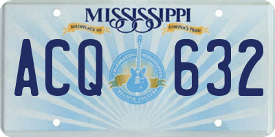 MS license plate ACQ632
