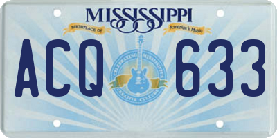 MS license plate ACQ633