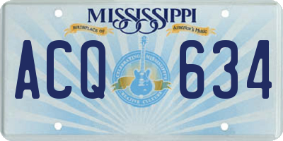 MS license plate ACQ634