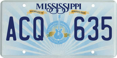 MS license plate ACQ635