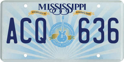 MS license plate ACQ636