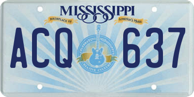 MS license plate ACQ637