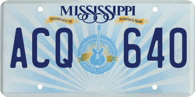 MS license plate ACQ640