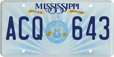 MS license plate ACQ643