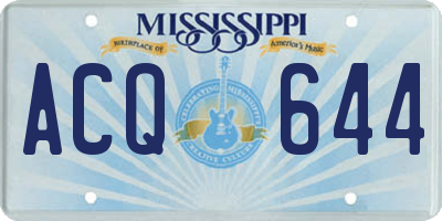 MS license plate ACQ644