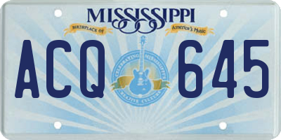 MS license plate ACQ645