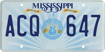 MS license plate ACQ647