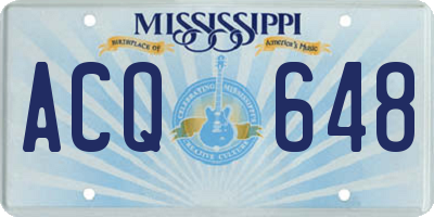 MS license plate ACQ648