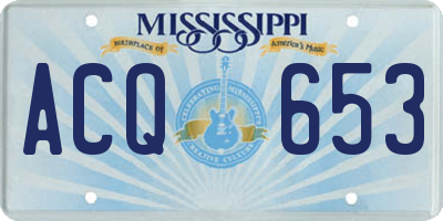 MS license plate ACQ653
