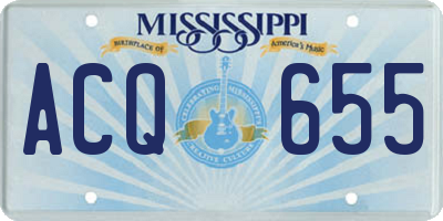 MS license plate ACQ655