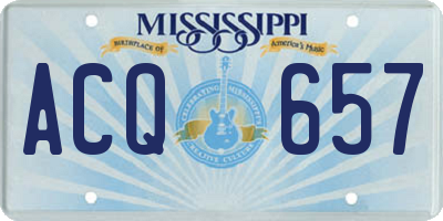 MS license plate ACQ657