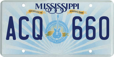 MS license plate ACQ660