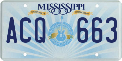 MS license plate ACQ663