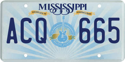 MS license plate ACQ665