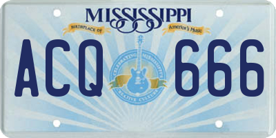 MS license plate ACQ666