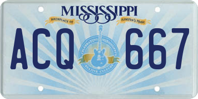 MS license plate ACQ667